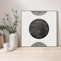 Obraz w ramie 50x50 - Tajemnicza Kompozycja - abstrakcyjne czarno białe formy, minimalizm - rama drewno