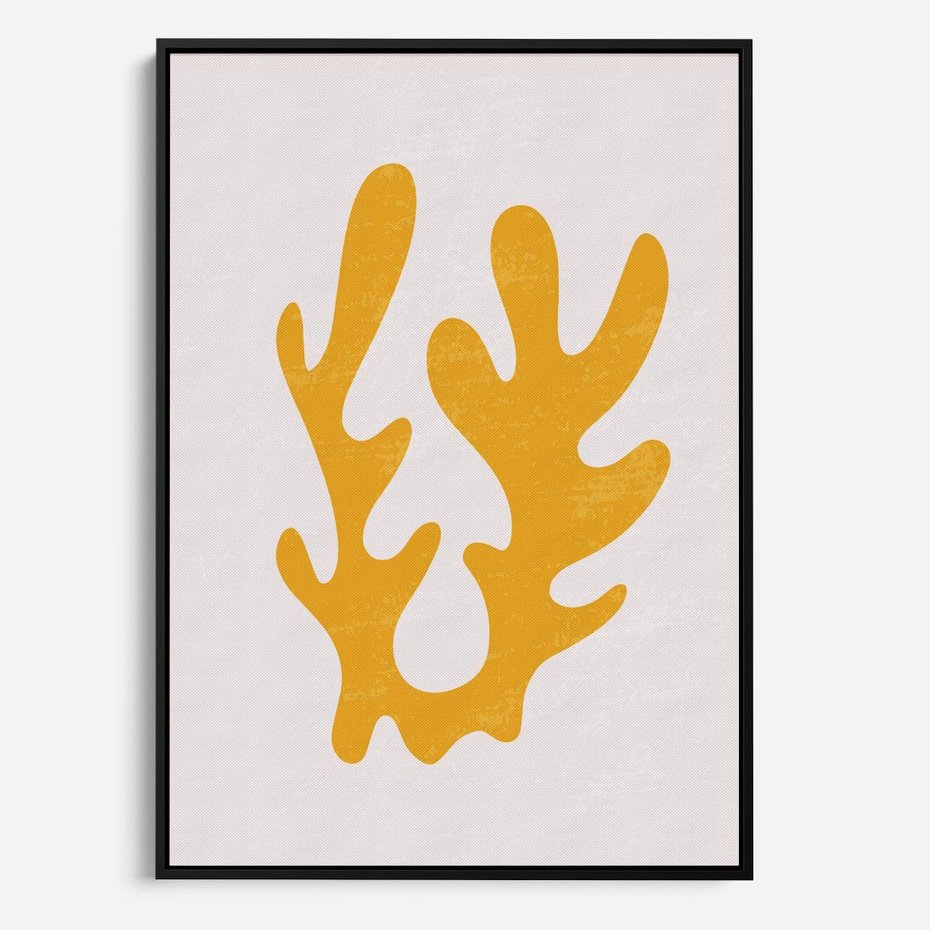 Obraz w ramie 50x70 - Abstrakcyjna Synergia - abstrakcyjna żółta forma, minimalizm - rama czarna