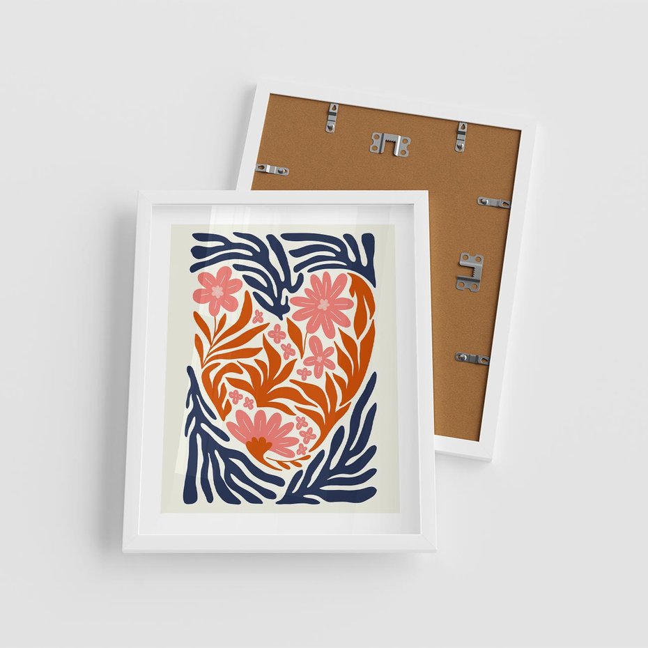 Plakat w ramie 40x50 - Kwiatami Splecione - kwiaty, nowoczesny plakat - rama biała