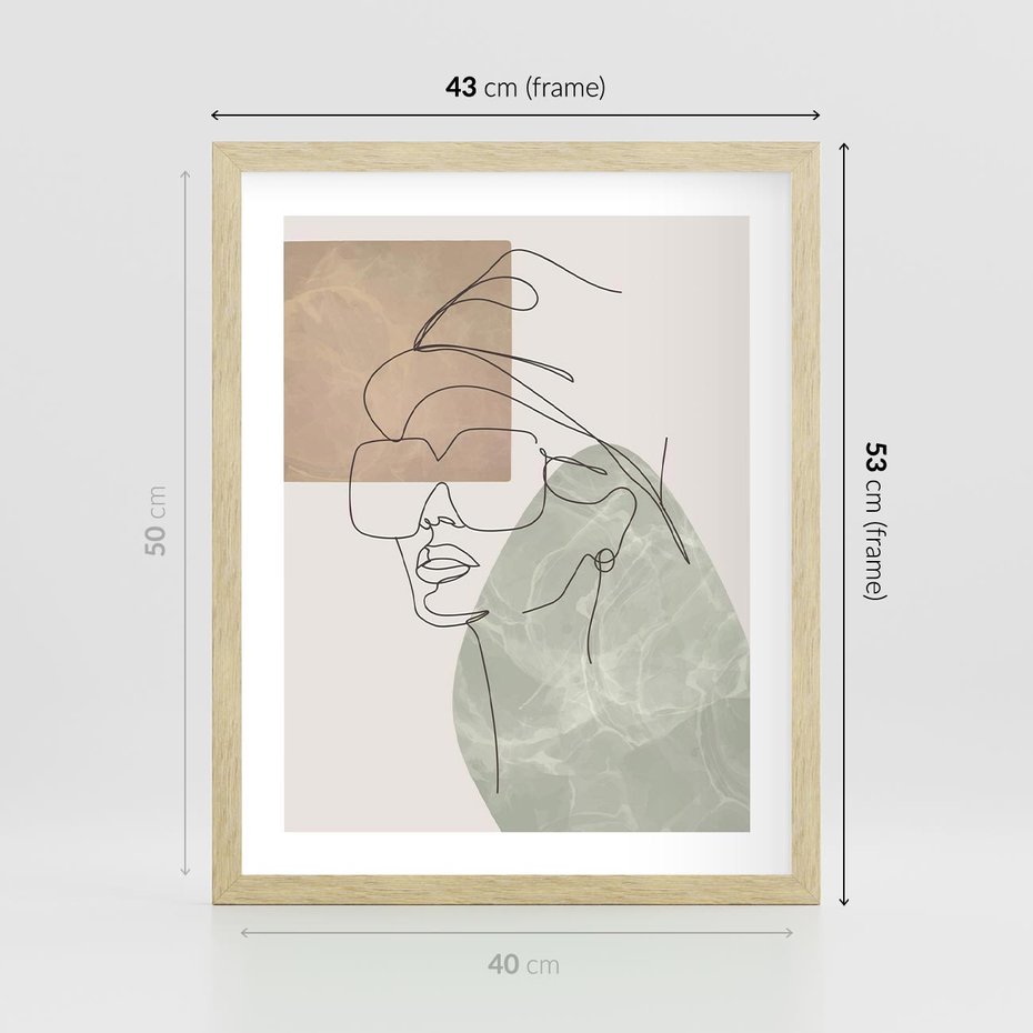 Plakat w ramie 40x50 - Geometria i Szkic - nowoczesny obraz, grafika - rama drewno