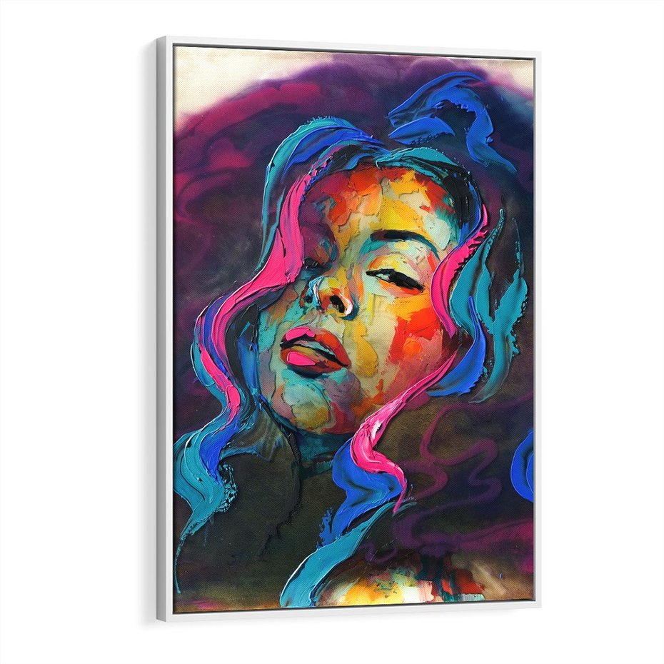 Obraz w ramie 50x70 - Bujna Ekspresja - grafika komputerowa, przypomina obraz olejny - rama biała