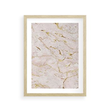 Plakat w ramie 30x40 - Beżowy Marmur i Złoto - marmur, beżowy marmur - rama drewno