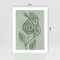 Plakat bez ramy 30x40 - Szmaragdowy Oddech - abstrakcyjne delikatne zielone linie, podobne do gałęzi kwiatów
