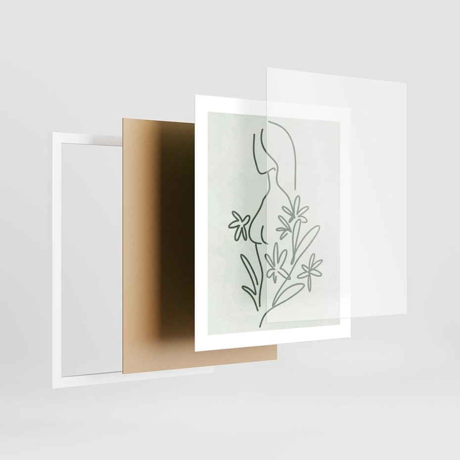 Plakat w ramie 40x50 - Odbicia Zielonego Raju - zielony odcień, abstrakcja - rama biała