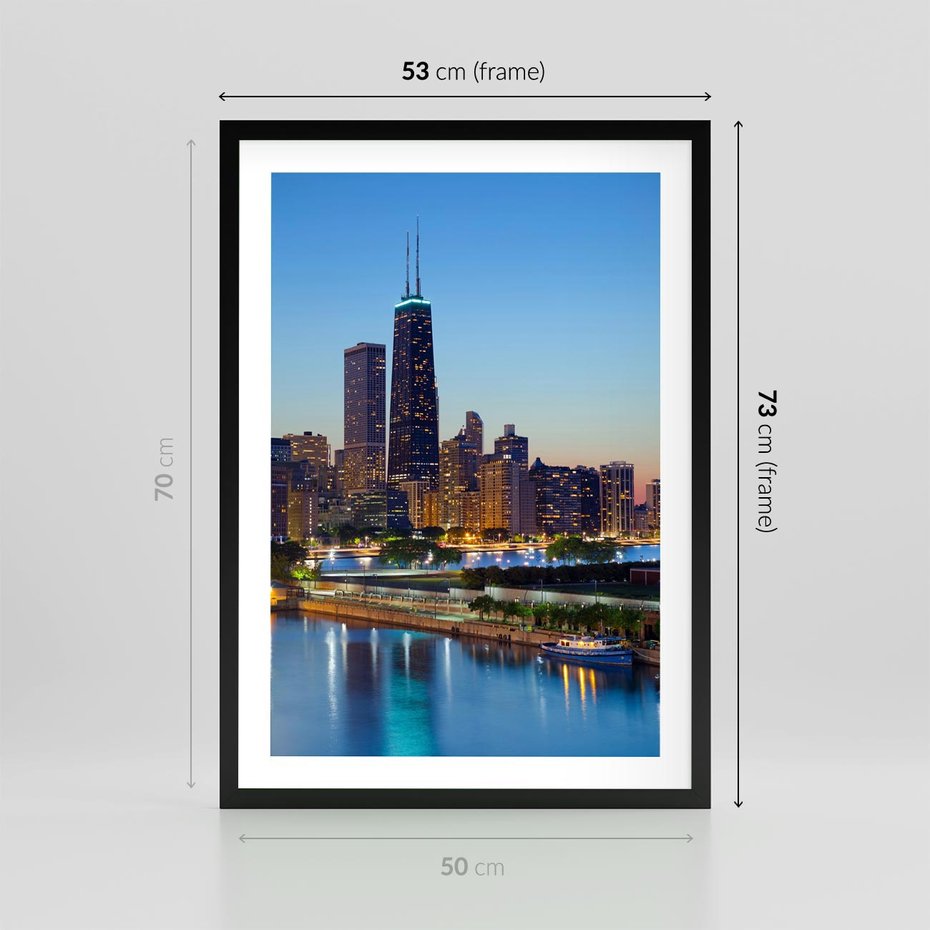 Plakat w ramie 50x70 - Miasto nad Rzeką - miasto, rzeka - rama czarna