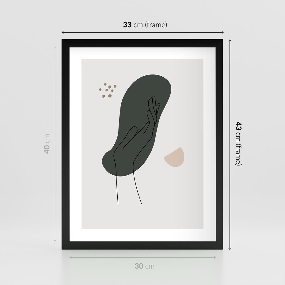 Plakat w ramie 30x40 - Tajemnicze Impulsy - szkic jedną linią, one lone - rama czarna