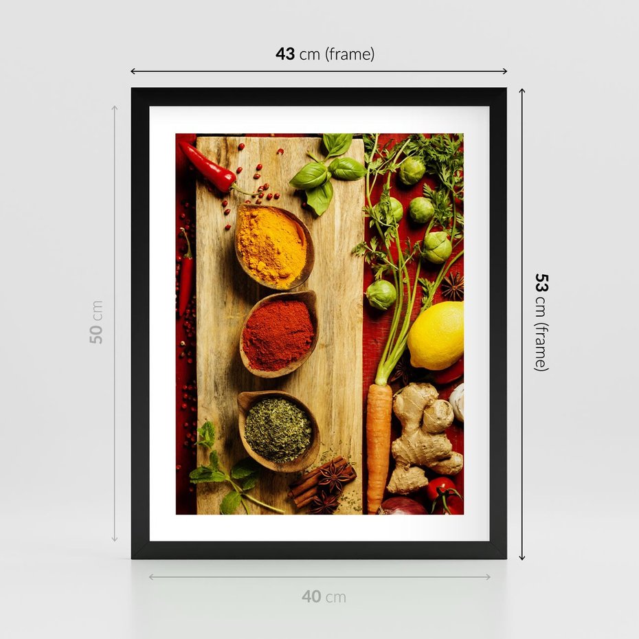 Plakat w ramie 40x50 - Smakowy Zmysł - przyprawy, kuchnia - rama czarna