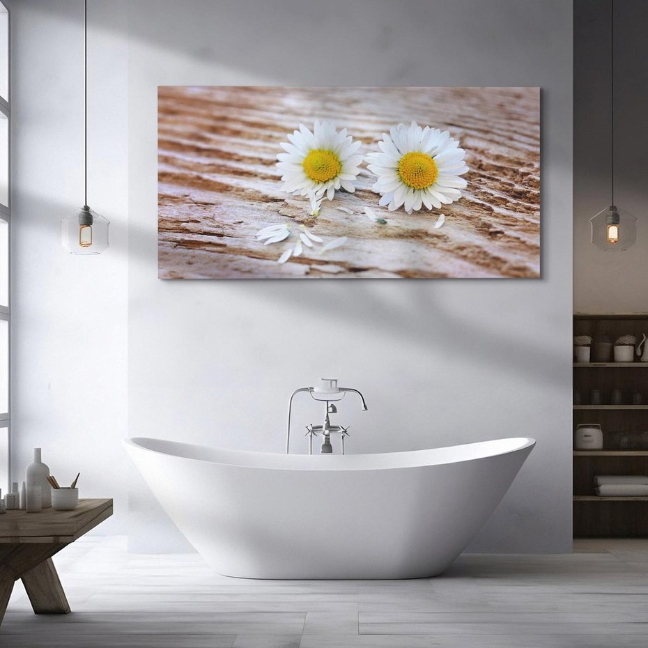 Obraz na płótnie 140x70 - Stokrotkowa Delikatność - stokrotka, kwiaty