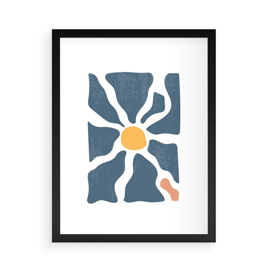 Plakat w ramie 50x70 - Kwiatowy Rezonans - nowoczesna kwiatowa grafika, styl retro - rama czarna