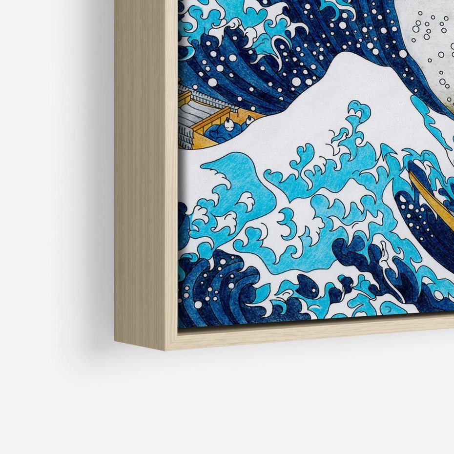 Obraz w ramie 50x50 - Wzburzone Morze - wielka fala w kaganawie, Hokusai - rama drewno