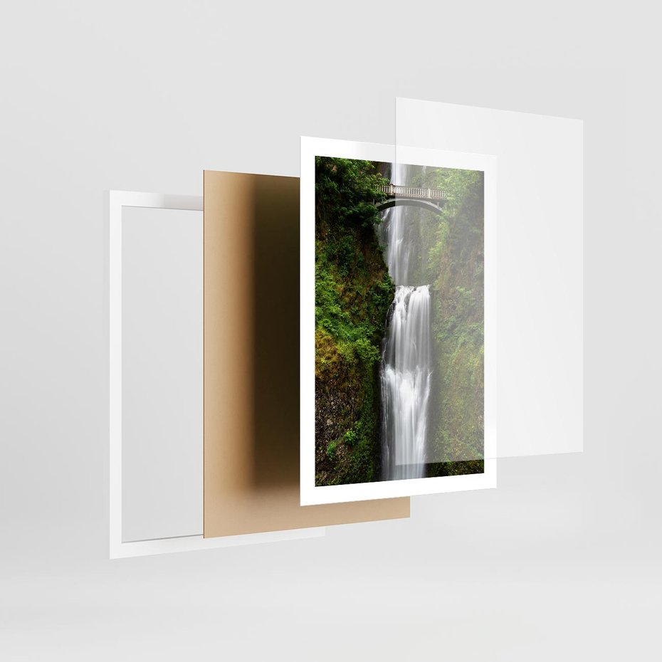 Plakat w ramie 50x70 - Siła i Urok Natury - wodospad, las - rama biała