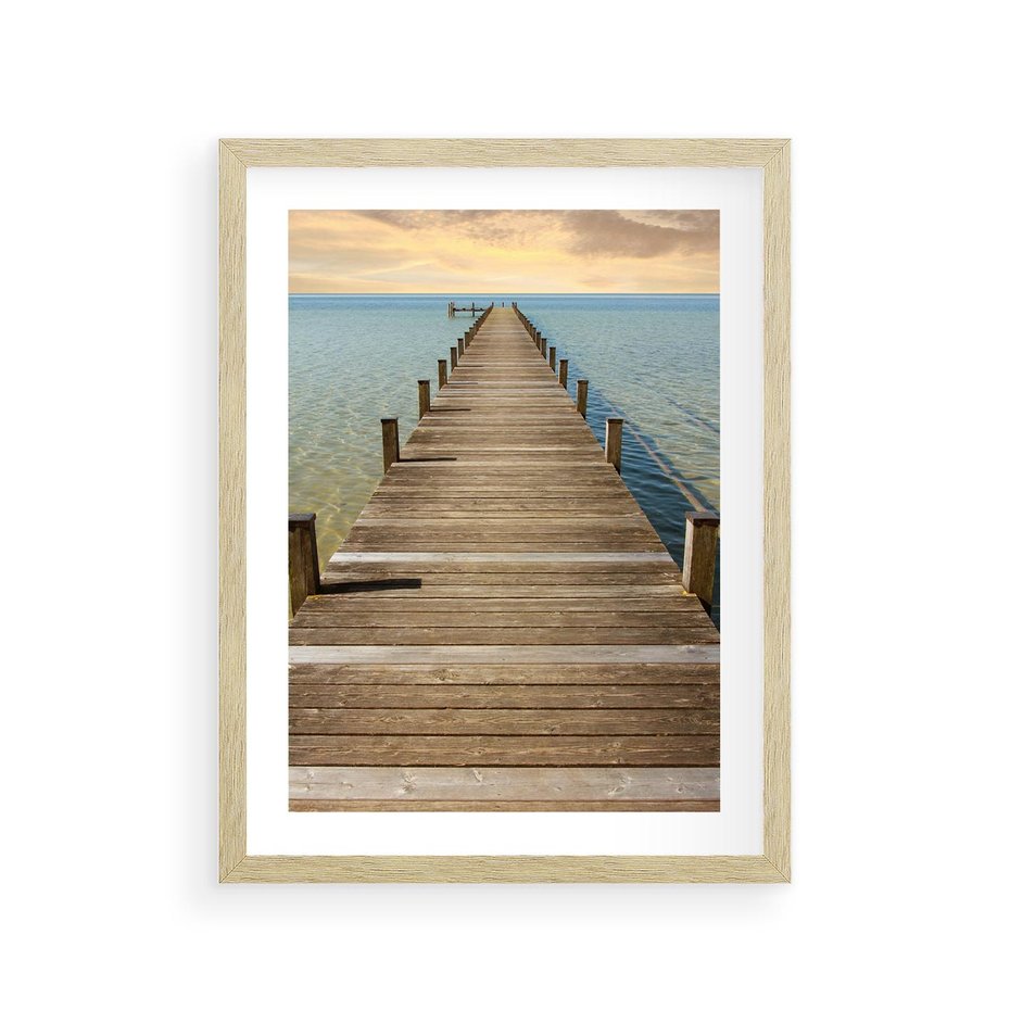 Plakat w ramie 30x40 - Pomost ku morzu - pomost, morze - rama drewno