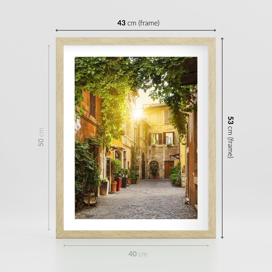 Plakat w ramie 40x50 - Malownicza Wędrówka - uliczka, perspektywa - rama drewno