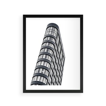 Plakat w ramie 30x40 - Wieżowiec na Monochromatycznym Obrazie - architektura, wieżowiec - rama czarna