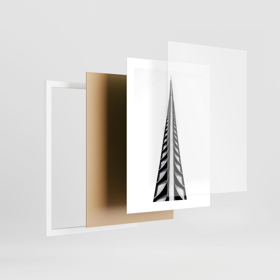 Plakat w ramie 30x40 - Majestatyczna Architektura - wysoki, strzelisty wieżowiec - rama biała