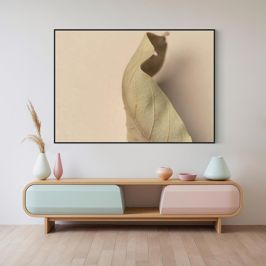 Obraz w ramie 100x70 - Boho suszone liście - suszony, liść - rama czarna