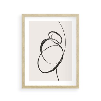 Plakat w ramie 40x50 - Modernistyczne Refleksje - abstrakcyjne szkicowane linie, minimalizm - rama drewno