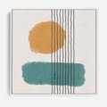 Obraz w ramie 50x50 - Wibracje Barw - abstrakcyjne akwarelowe plamy, nieregularne kreski - rama biała