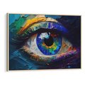 Obraz w ramie 120x80 - Mistyka Tęczowego Oka - oko, obraz olejny - rama drewno