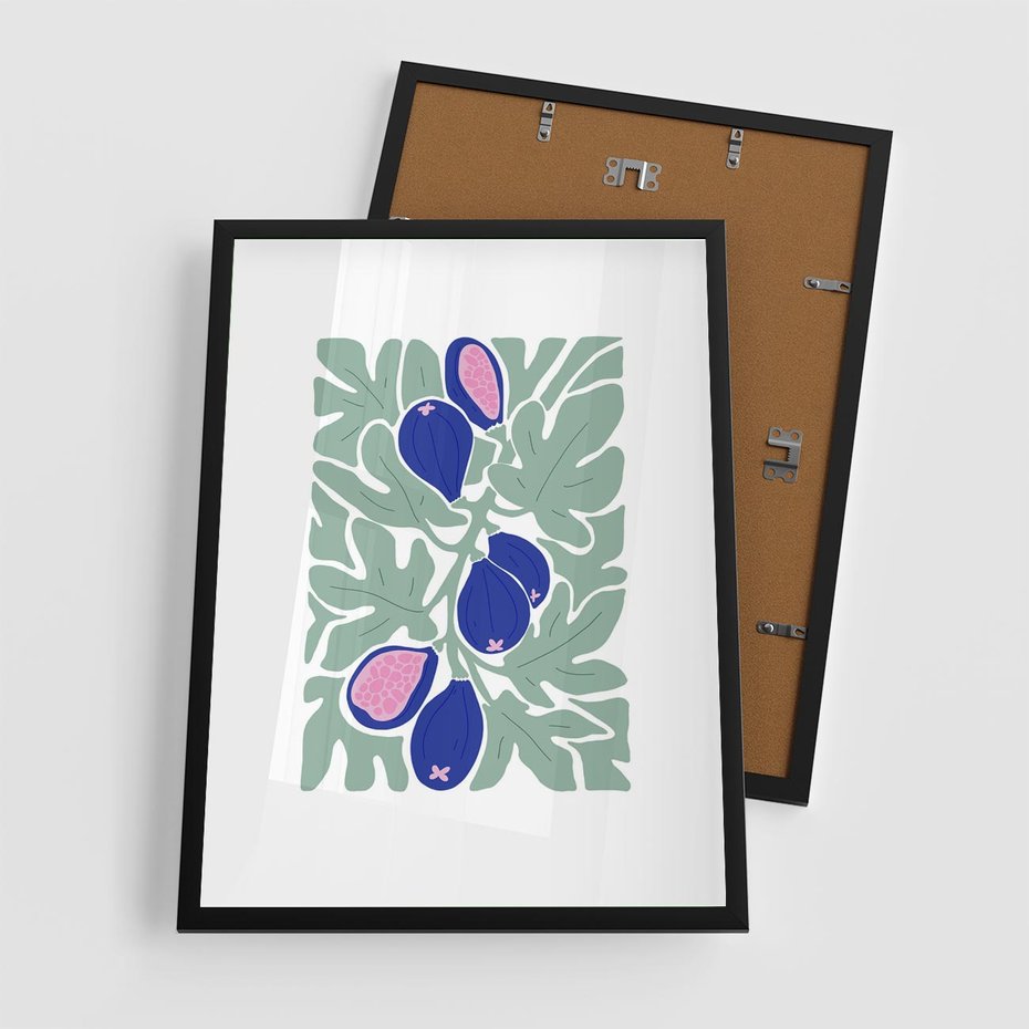 Plakat w ramie 50x70 - Figi Fioletu - figi, sztuka nowoczesna - rama czarna