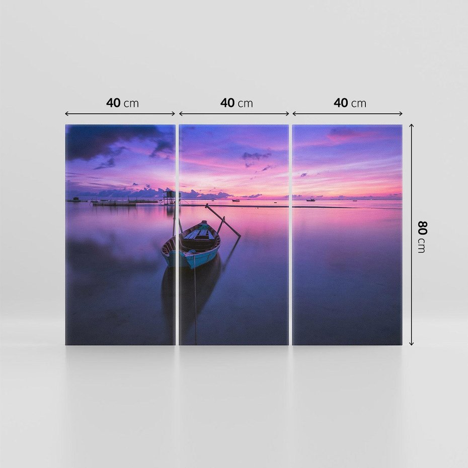 Obraz na płótnie 120x80 - Łódka i zachód słońca nad morzem - łódka, morze