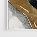 Obraz w ramie 50x70 - Refrakcje płynącej rzeczywistości - jak marmurowa rzeka, linie złota - rama biała
