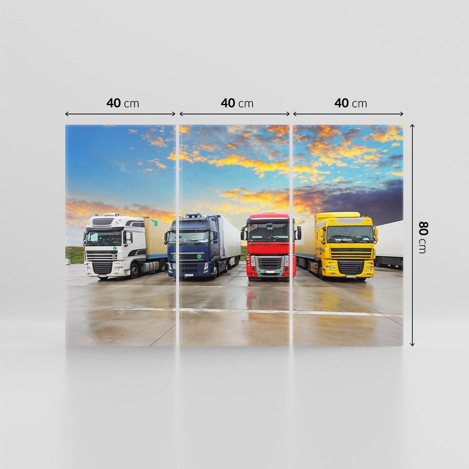 Obraz na płótnie 120x80 - Tiry i samochody w ruchu - ciężarówki, tiry
