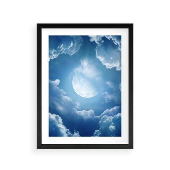 Plakat w ramie 50x70 - Księżycowe Chmury - księżyc, chmury - rama czarna