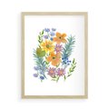 Plakat w ramie 50x70 - Migocące Widoki Kwiatów - akwarelowe polne kwiaty, minimalistyczny plakat - rama drewno