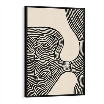 Obraz w ramie 50x70 - Harmonijne Kształty - abstrakcyjne ryciny, czarno biały - rama czarna