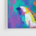 Obraz w ramie 80x80 - Olejne Wibrujące Emocje - abstrakcyjny obraz, różne kolorowe maźnięcia pędzla - rama biała