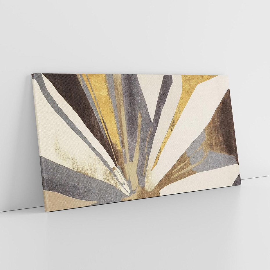 Obraz na płótnie 120x60 - Szept roślinnych emocji - olejna abstrakcja, złoto i brąz