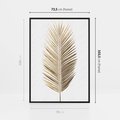 Obraz w ramie 70x100 - Złoty blask palmowego liścia - złota, palma - rama czarna