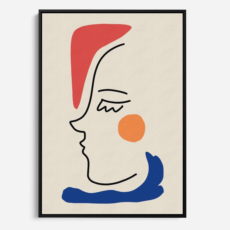 Obraz w ramie 70x100 - Impresje Kształtów - abstrakcyjny obraz, przypomina twarz - rama czarna