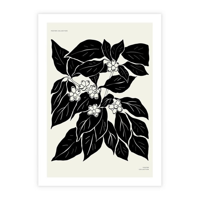 Plakat bez ramy 21x30 - Ruchome szkicowe odbicia - czarno biała grafika, roślinność