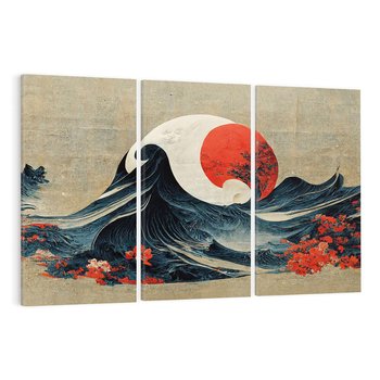 Obraz na płótnie 120x80 - Requiem dla marzeń - sztuka japońska, fale oceanu