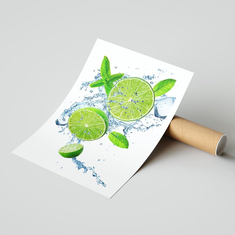 Plakat bez ramy 40x50 - Świeżość i Witalność - limonka, owoce