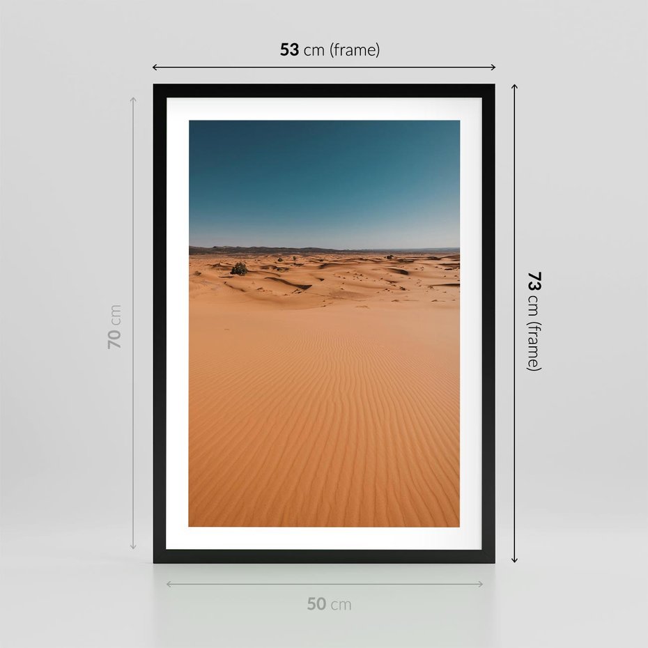 Plakat w ramie 50x70 - Piasek w Przytulnym Wnętrzu - pustynia, piasek - rama czarna