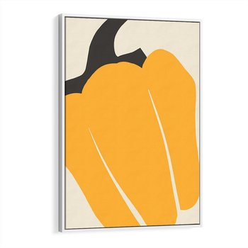 Obraz w ramie 50x70 - Migocące Formy - abstrakcyjny minimalistyczny obraz, żółta papryczka - rama biała