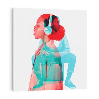 Obraz na płótnie 70x70 - Rytmy Wspomnień - kolaż zdjęć, kobieta