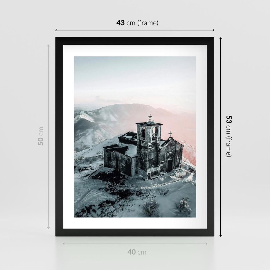 Plakat w ramie 40x50 - Stary Kościół w Górach - stary kościół, ruiny - rama czarna