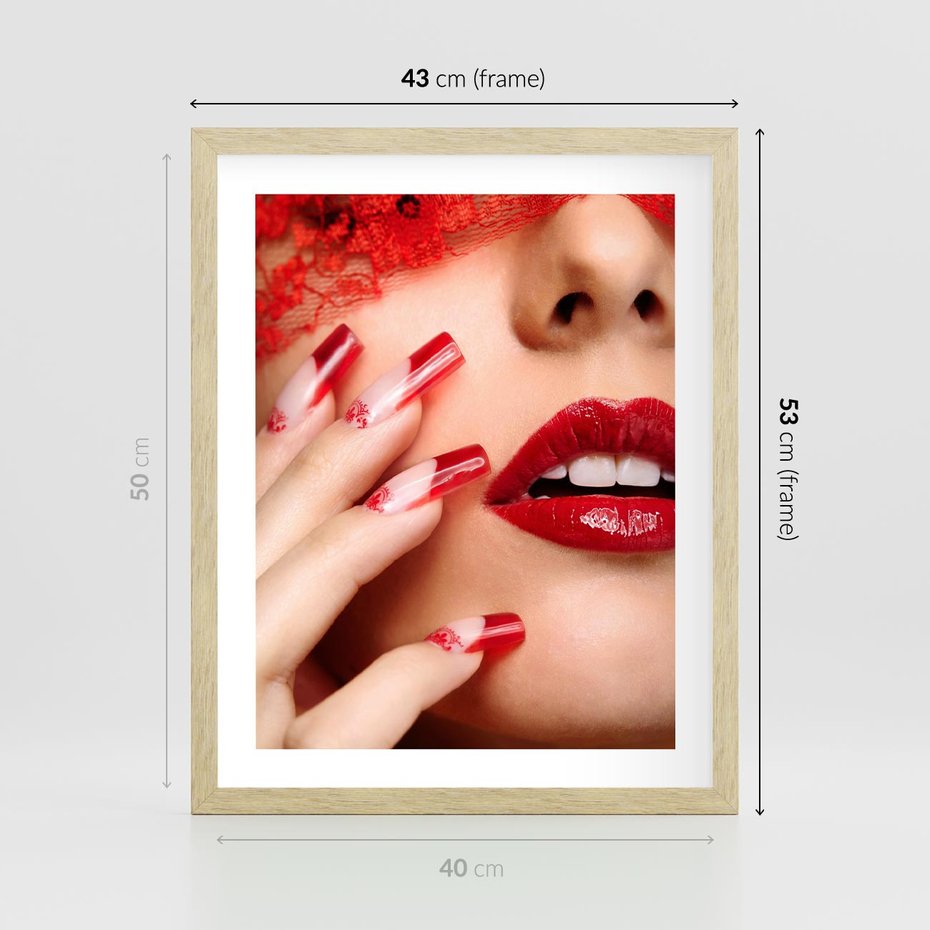 Plakat w ramie 40x50 - Piękno manicure: kolory i elegancja - paznokcie, manicure - rama drewno