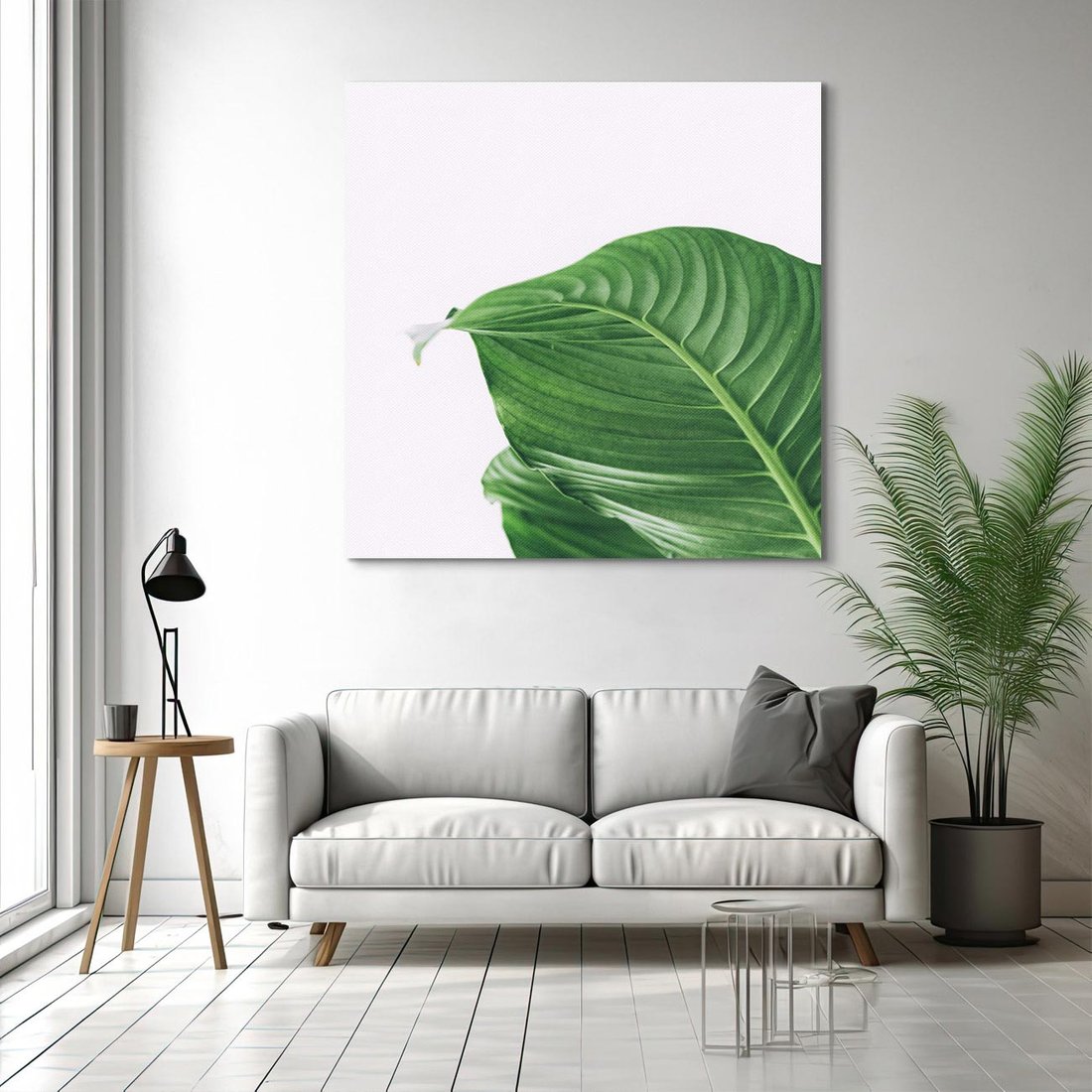 Obraz na płótnie 40x40 - Zielone liście monstery - liście, monstera