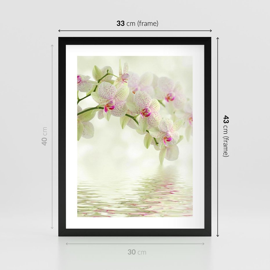 Plakat w ramie 30x40 - Orchidea w Spa - orchidea, kwiaty - rama czarna