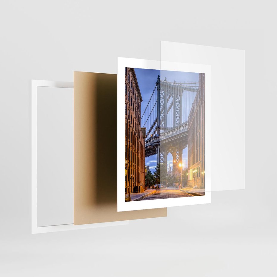 Plakat w ramie 40x50 - Most w mieście - most, miasto - rama biała