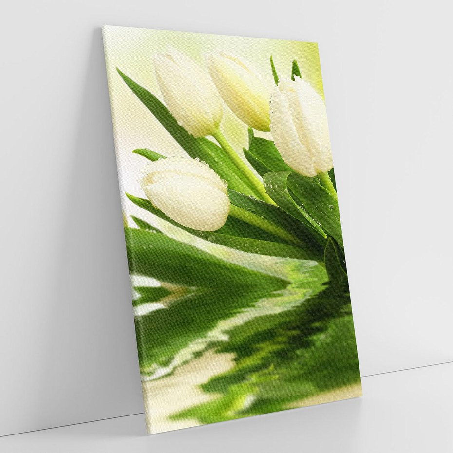 Obraz na płótnie 80x120 - Białe Piękno - białe, tulipany