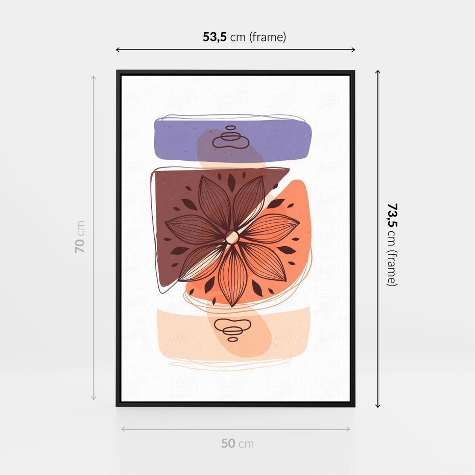 Obraz w ramie 50x70 - Kwiatowa Oaza - abstrakcyjna sztuka, plamy - rama czarna