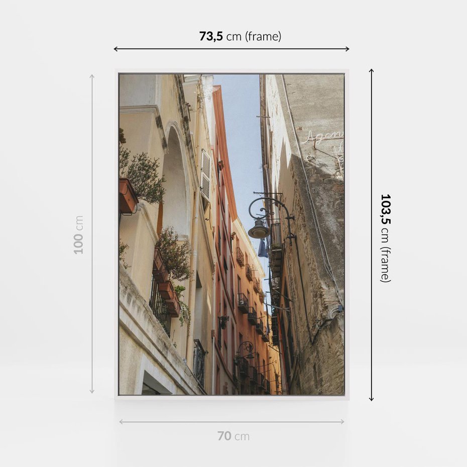 Obraz w ramie 70x100 - Włoskie uroki - włoskie, uliczki - rama biała