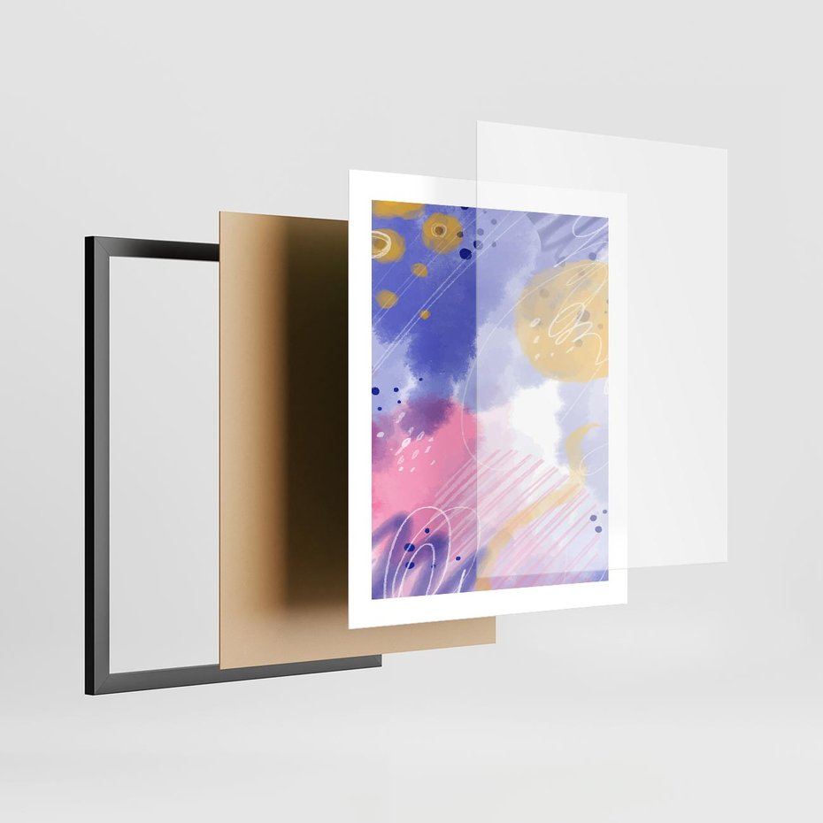 Plakat w ramie 40x50 - Rozbijające Plamy - abstrakcyjny plakat, pastelowe kolory - rama czarna