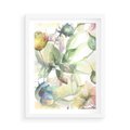 Plakat w ramie 50x70 - Delikatne Kolory - akwarelowe, kwiaty - rama biała